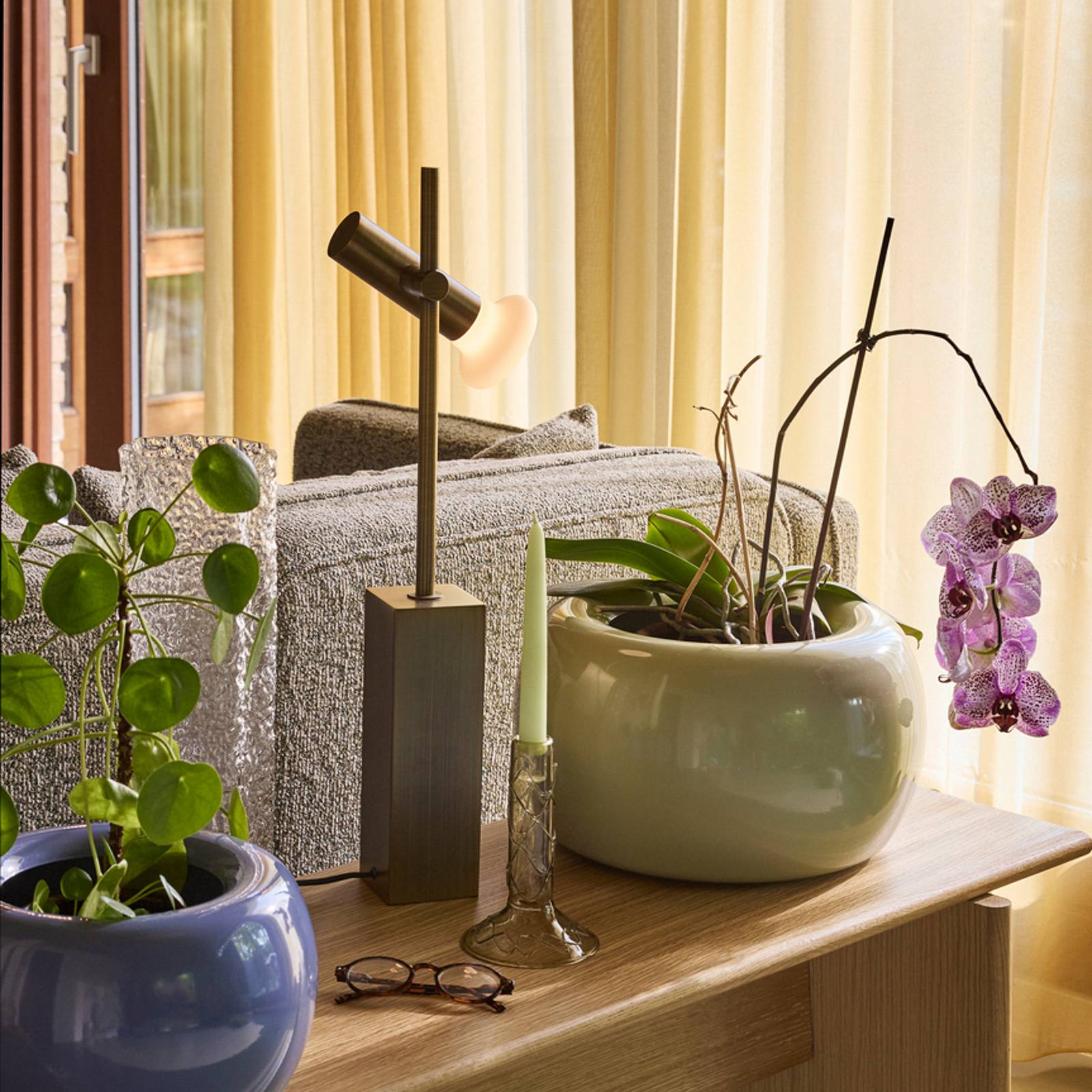  Hübsch Tischleuchte Set, Messingfarben, Höhe 60 Cm, Eisen/glas 