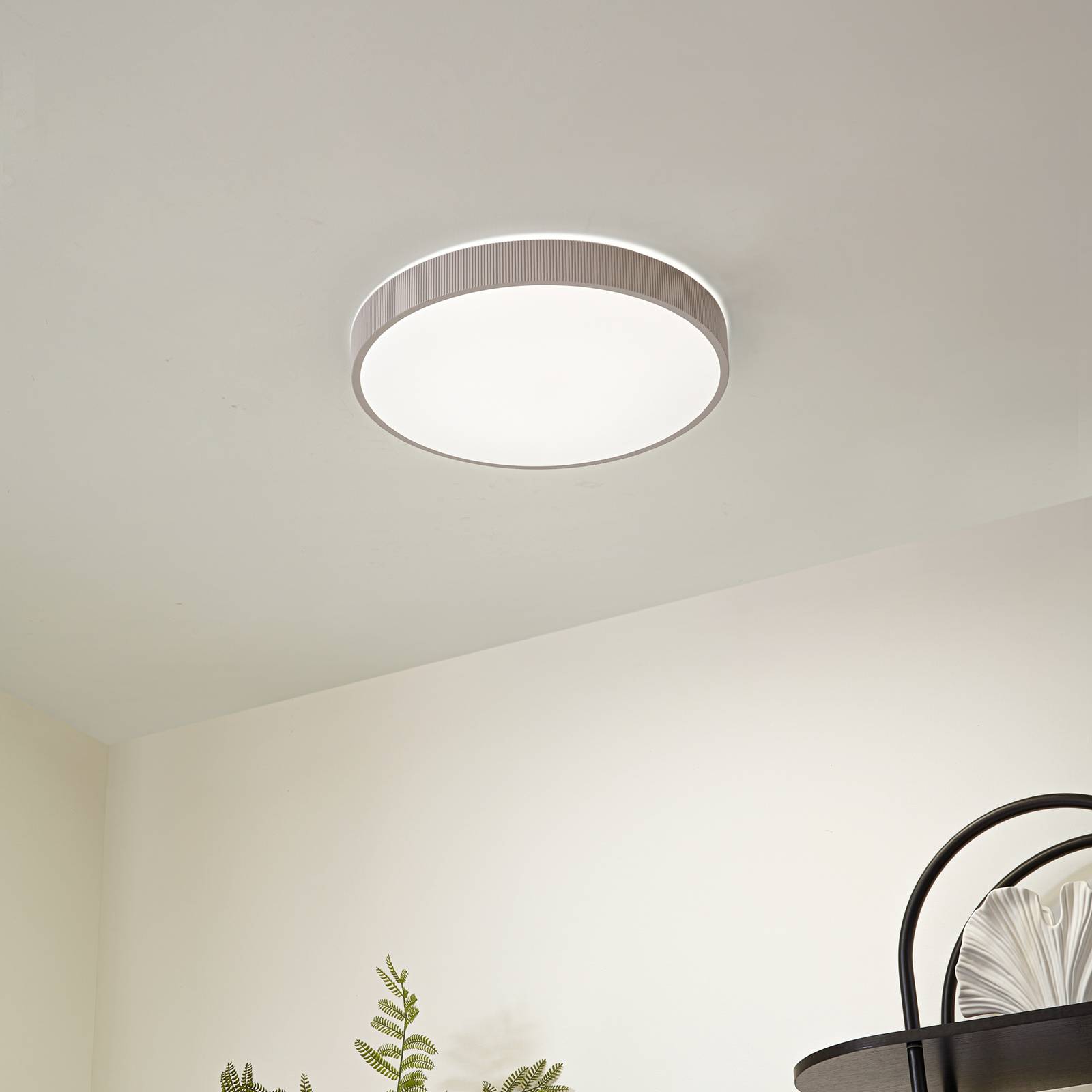 Lindby LED-Deckenlampe Zylo, hellgrau, Ø 49 cm, CCT, dimmbar günstig online kaufen