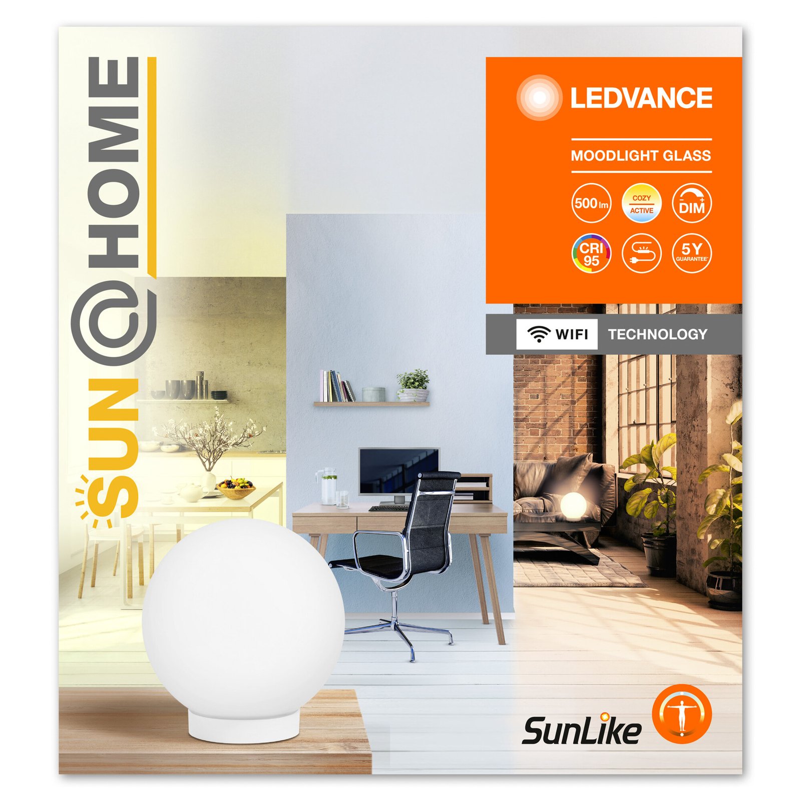 LEDVANCE SMART+ Candeeiro de mesa WiFi Sun@Home Moodlight vidro CCT