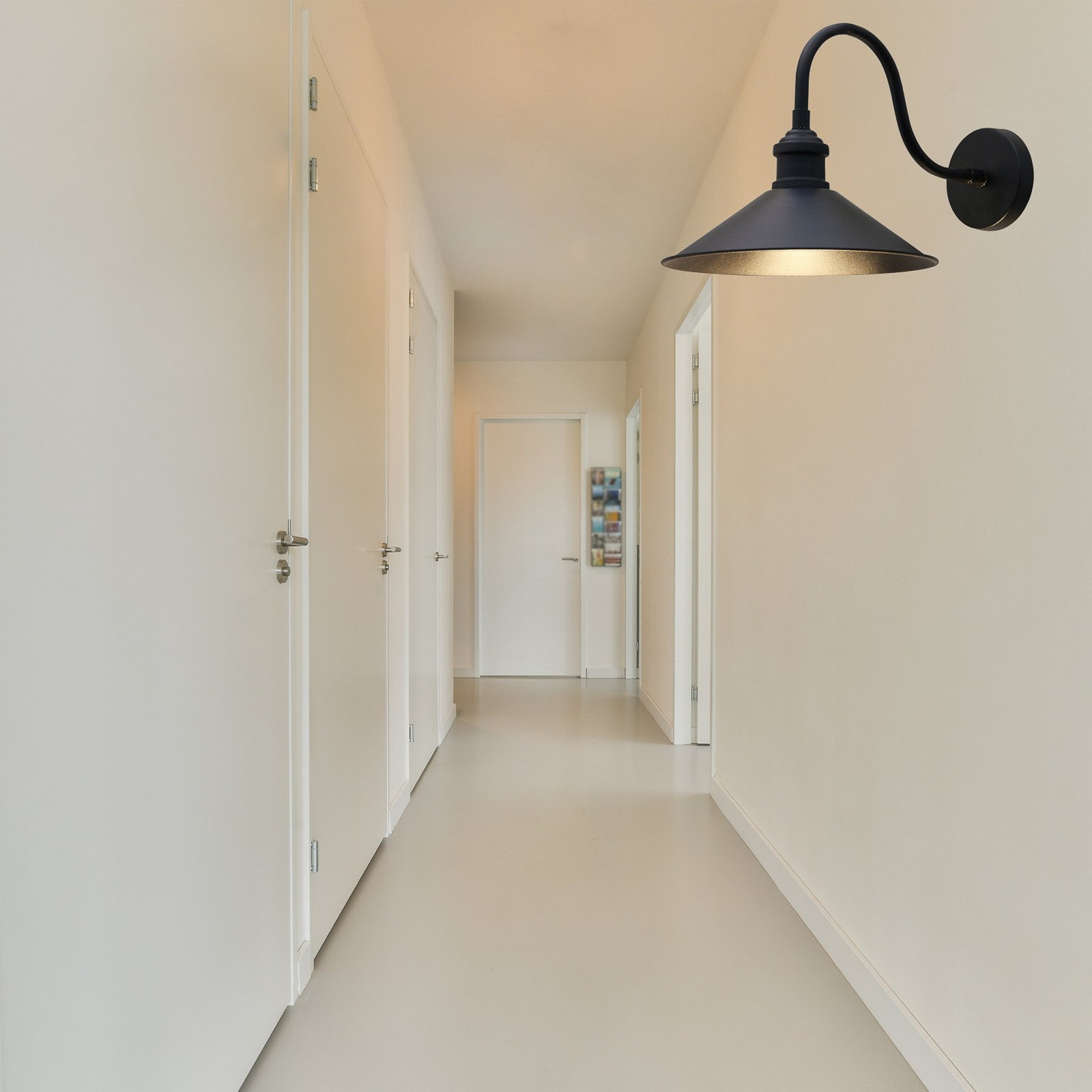 Christer wall light, black, width 24 cm, metal, E27