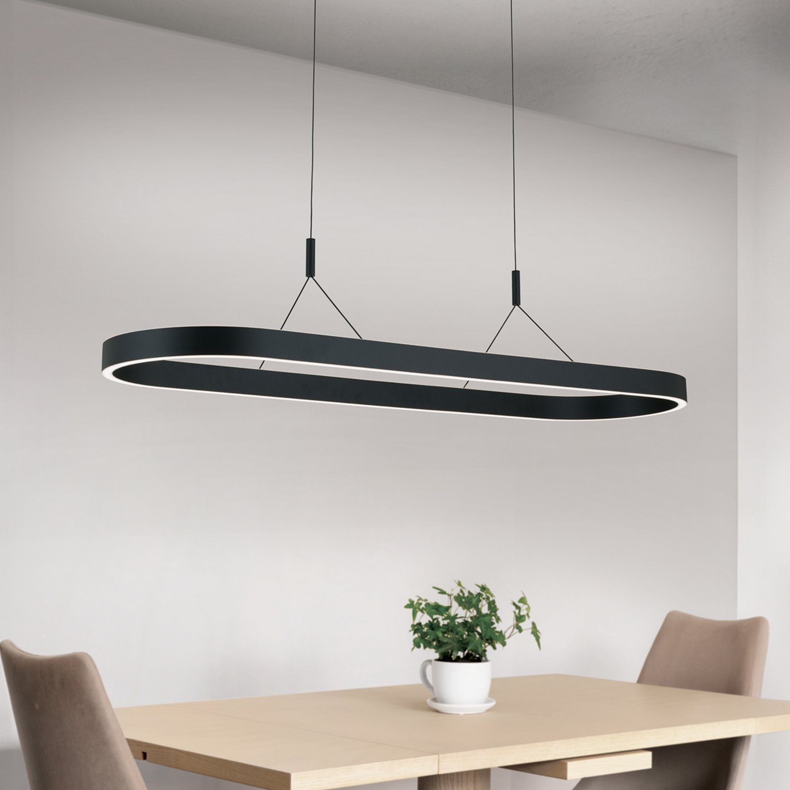 Lampa wisząca LED Carrara, czarna, z regulacją wysokości, CCT