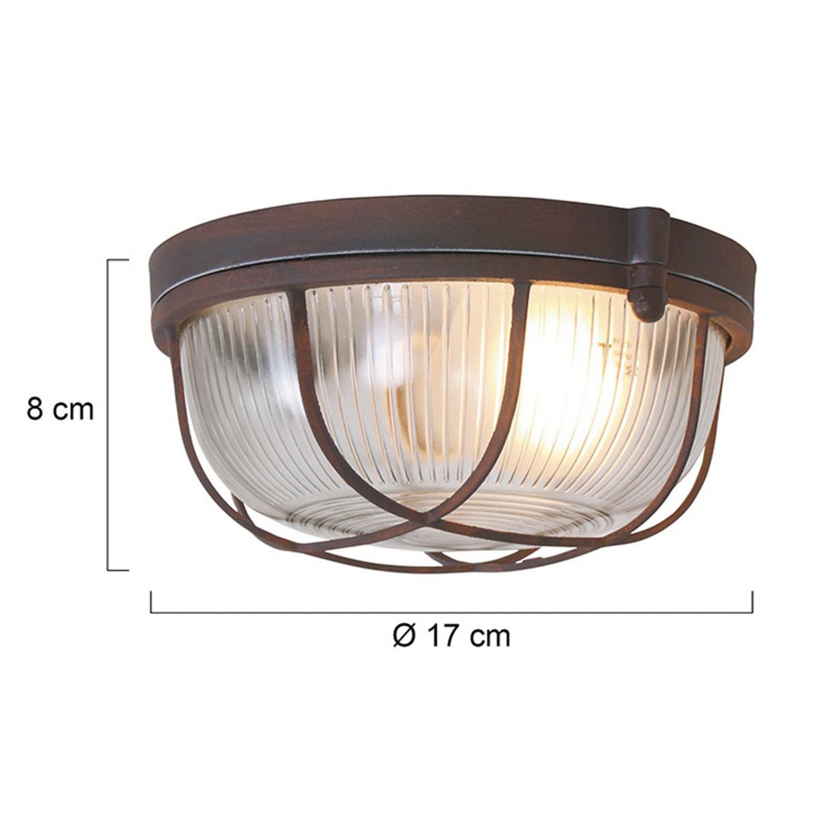 Deckenleuchte Lisanne, braun, Ø 17 cm, Metall, Glas, E27