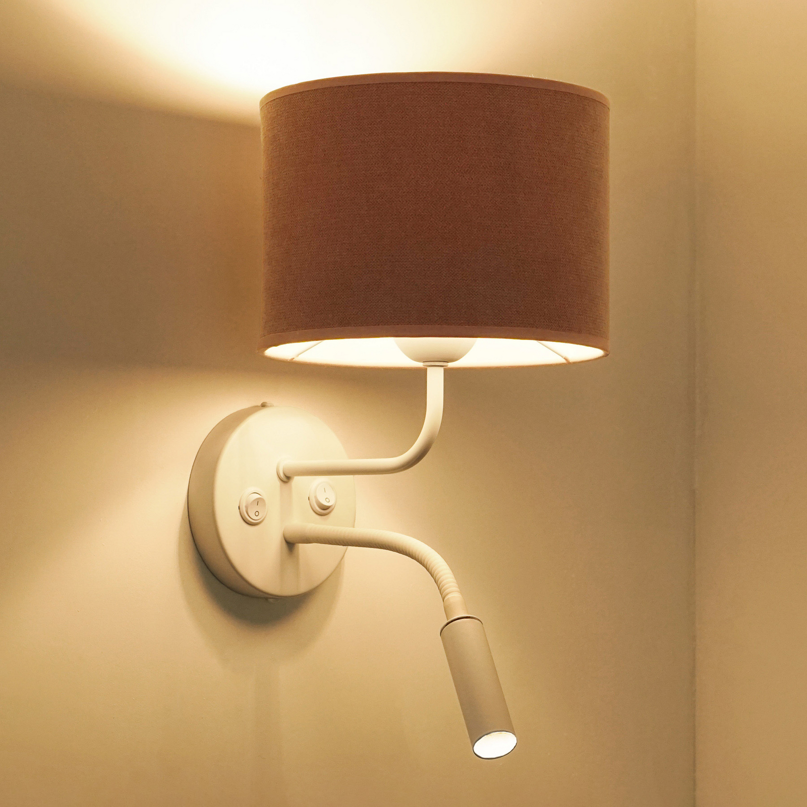 Roller wall light, Soro, white/pink, reading light