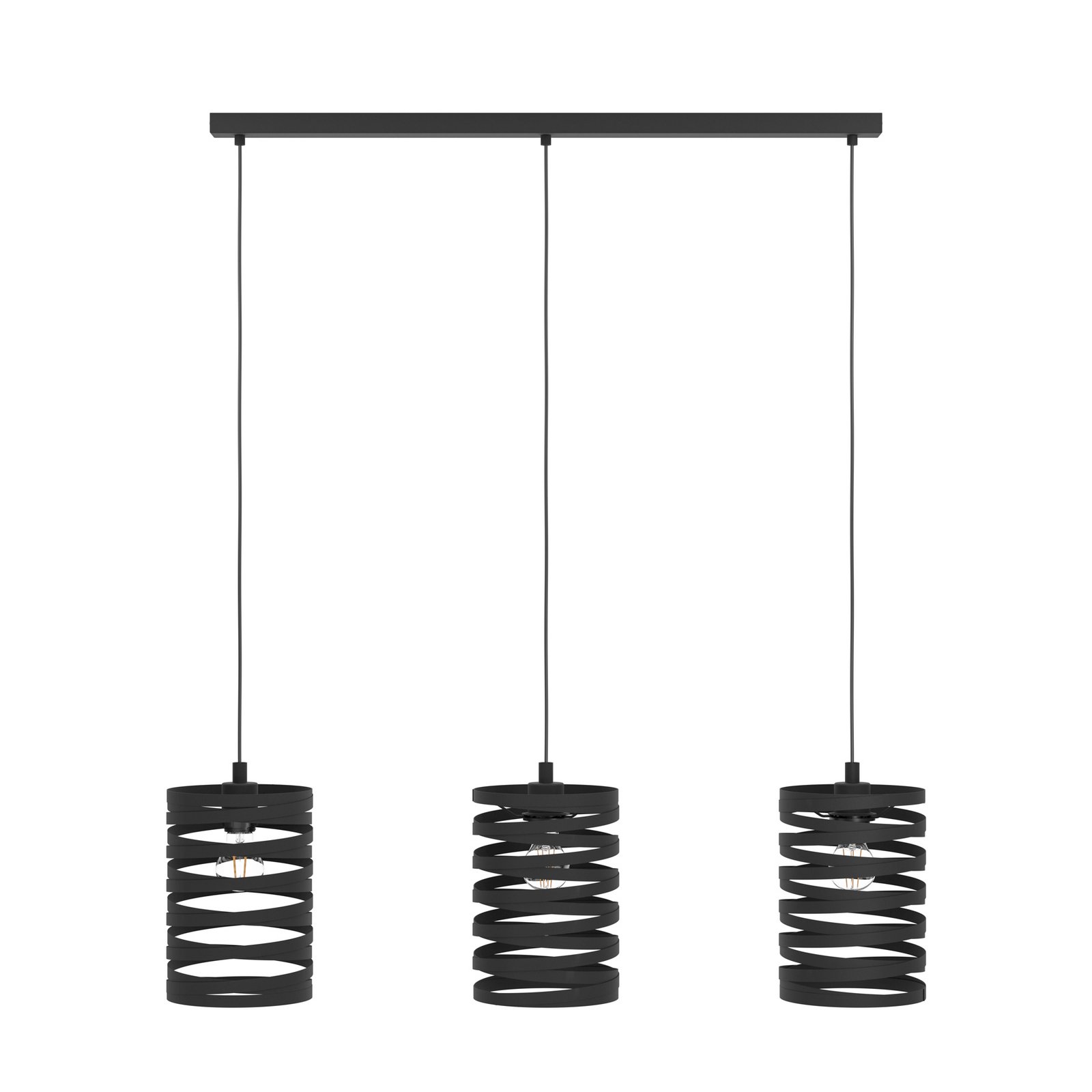 Závěsné svítidlo Cremella, délka 94 cm, černá, 3 světla, ocel