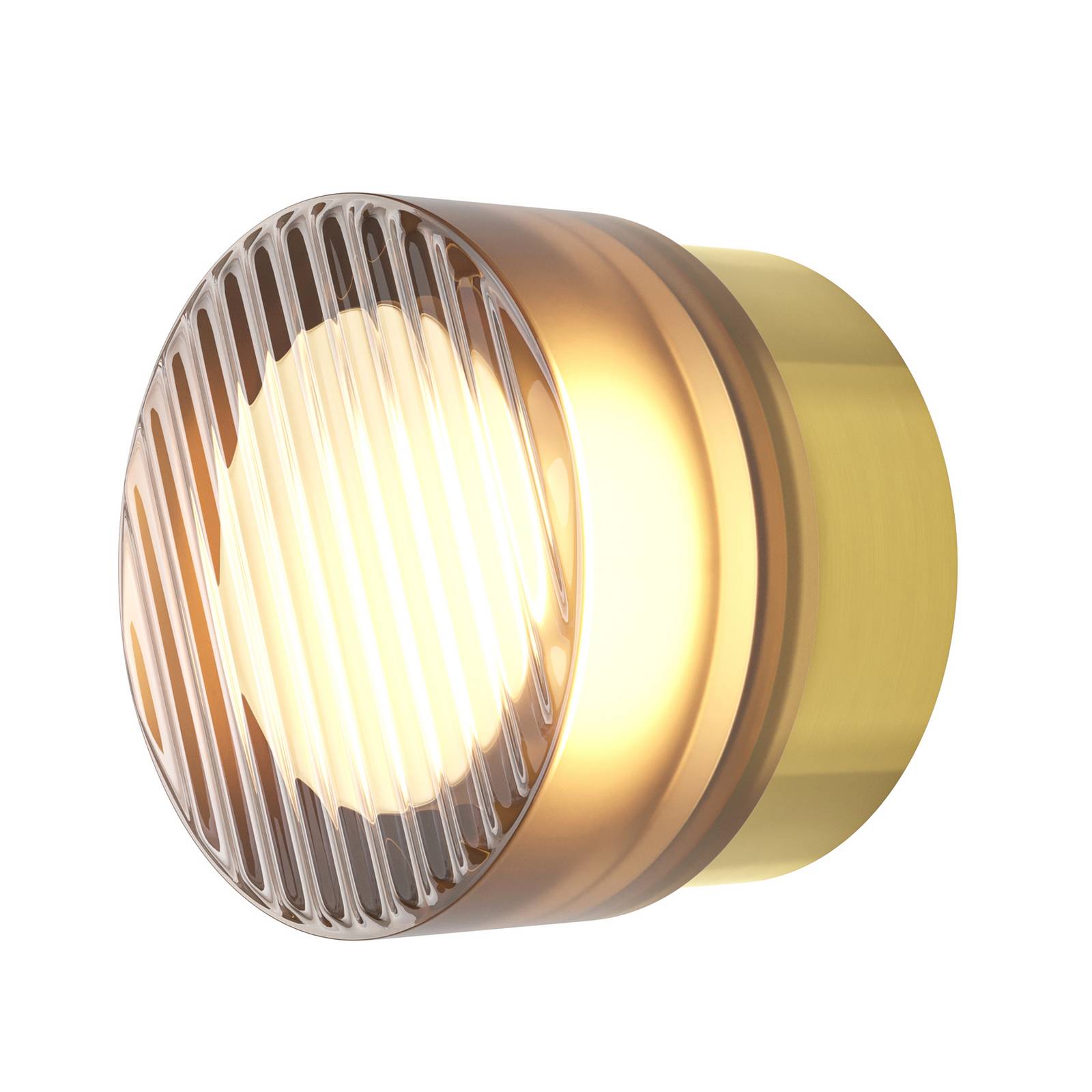 LED-Wandleuchte OLO, messing/amber strukturiert, Ø 13 cm CCT