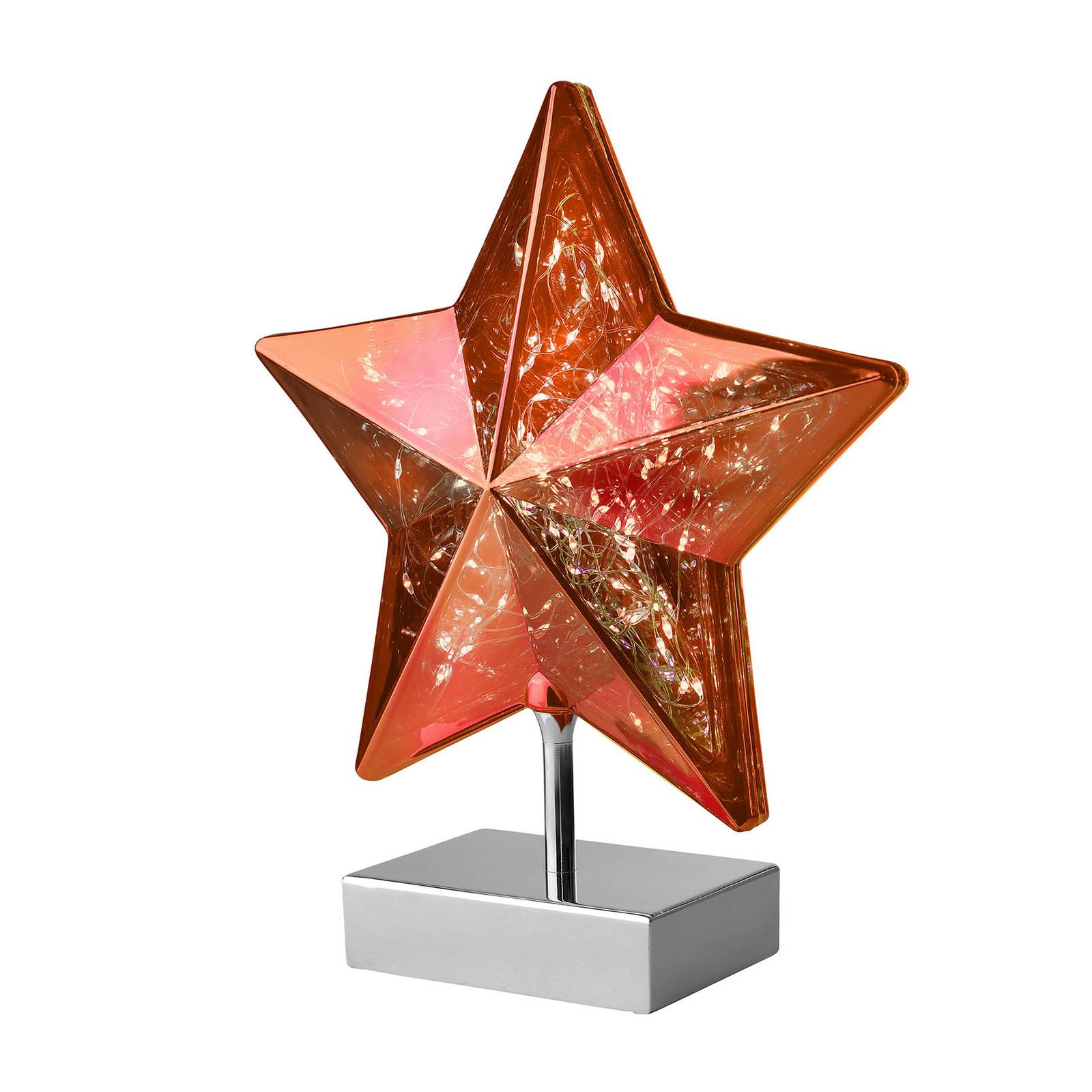 Bordslampa Stella i stjärnform, höjd 27 cm, röd