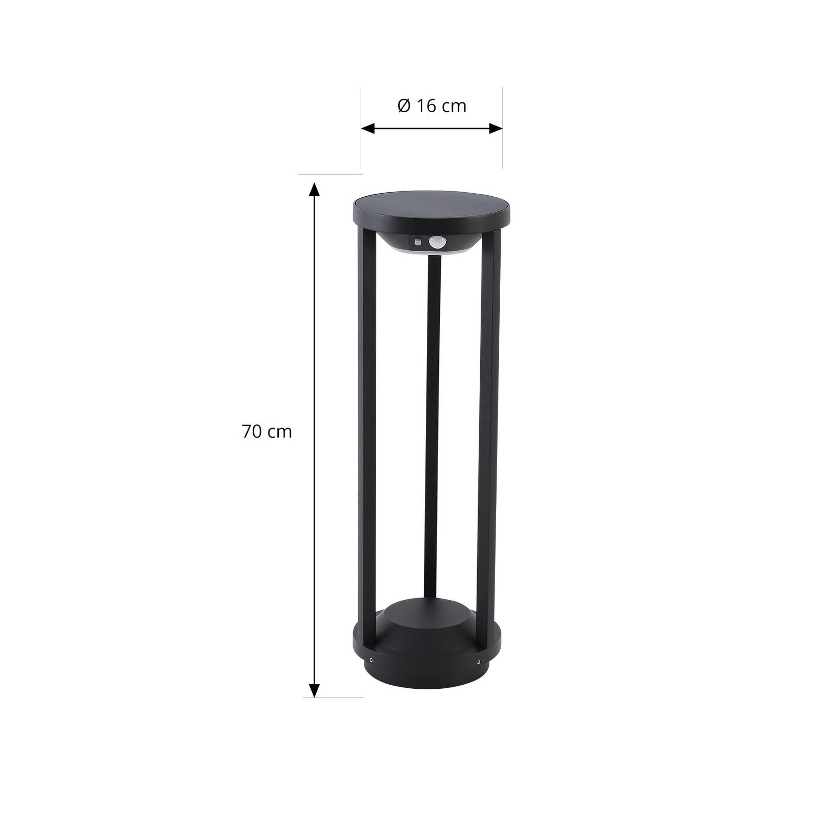 Lucande LED lampa solarna Nilea, Ø 16 cm, czarna, czujnik