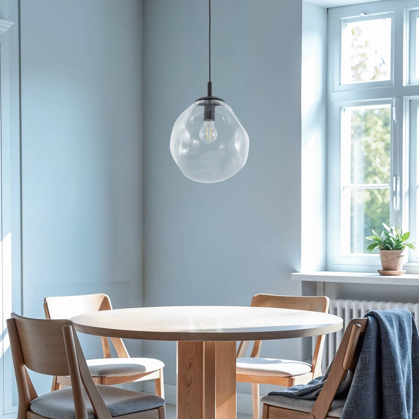 Lampa wisząca Sol Mini, szkło, Ø 25 cm, czarny/przezroczysty
