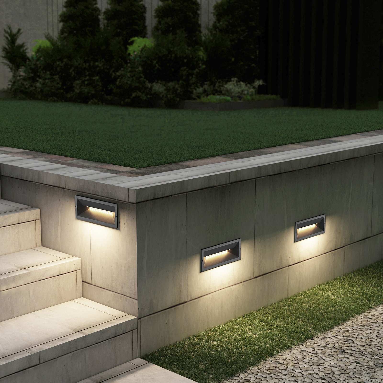 Jaano LED Exterior Luz de Pared Empotrada Antracite - Lucande
