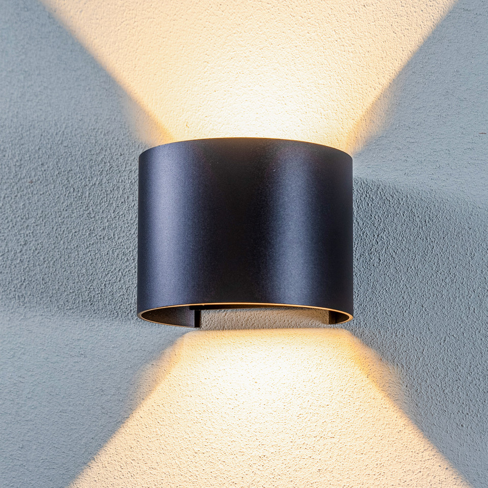 Lindby Nivar Round LED-utomhusvägglampa, svart från Lindby
