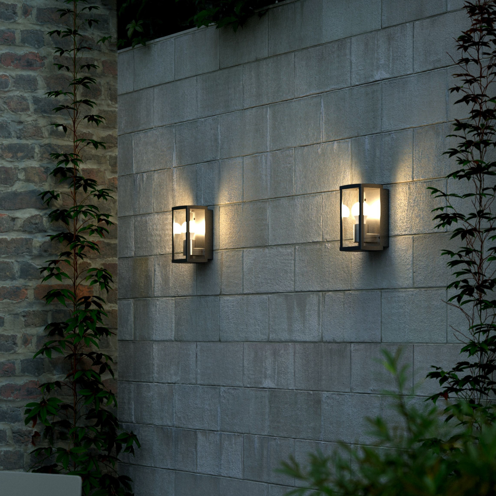 Outdoor wall light Luchy, lantern, black, metal, E27