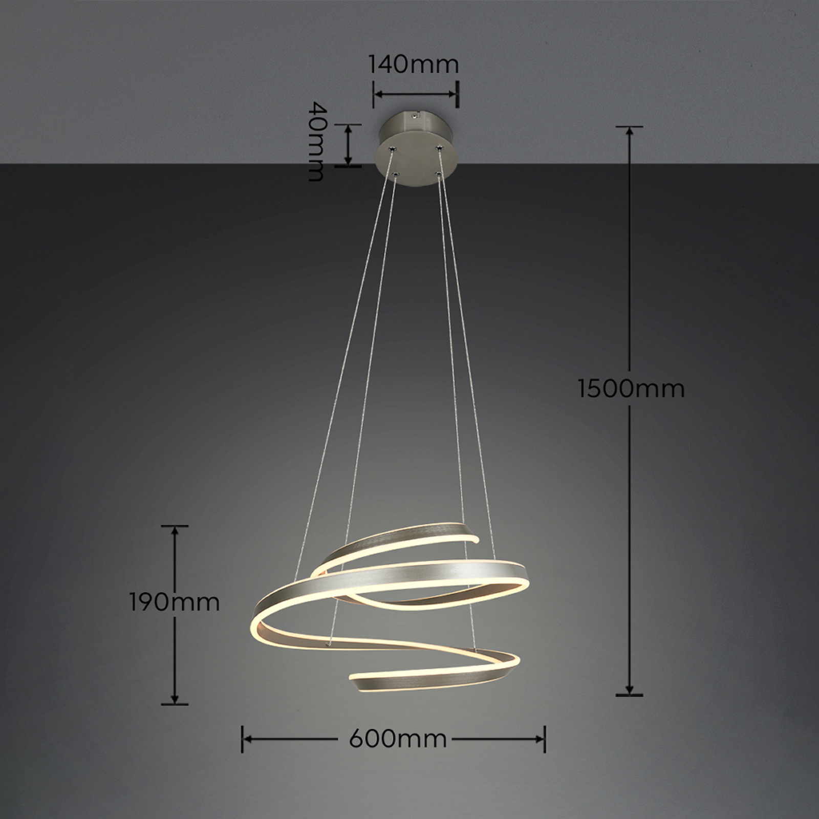 LED piekaramā lampa „Arlington“, matēts niķelis, garums 80 cm, metāls, CCT LED piekaramā lampa „Arlington“, matēts niķelis, garums 80 cm, metāls, CCT
