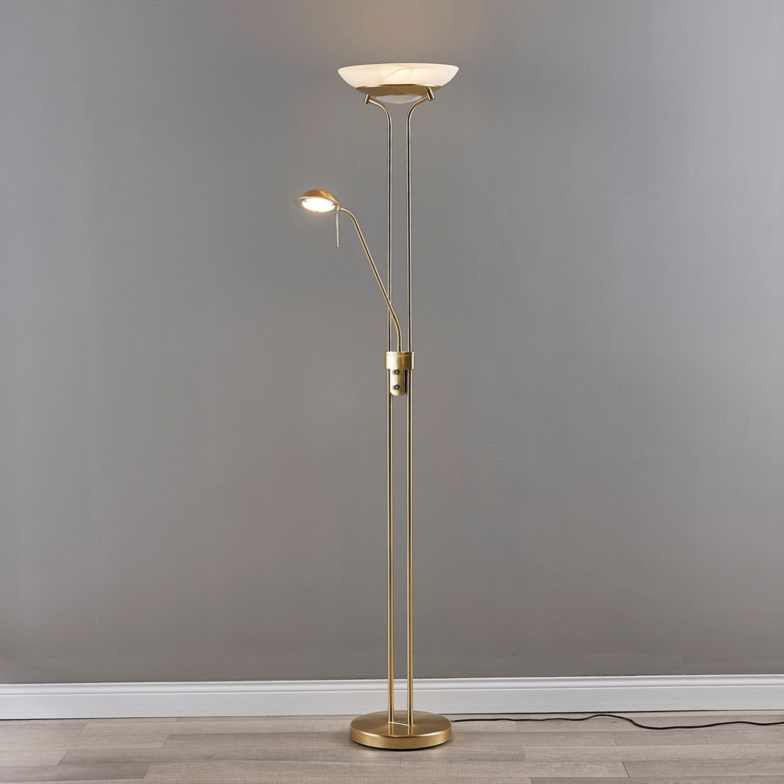 Yveta Floor Lamp Brass/White - Lindby