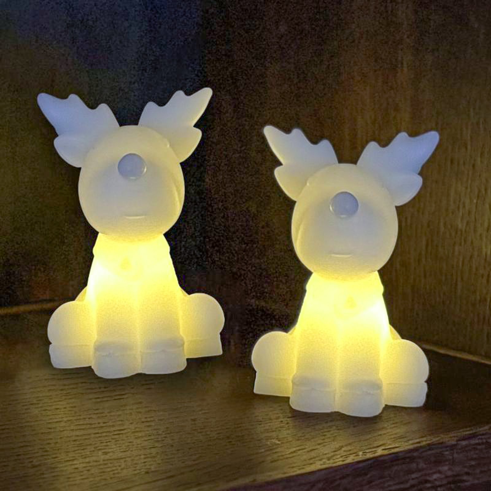 Figura decorativa LED Naja, branca, altura 9 cm, conjunto de 2, cera, pilhas
