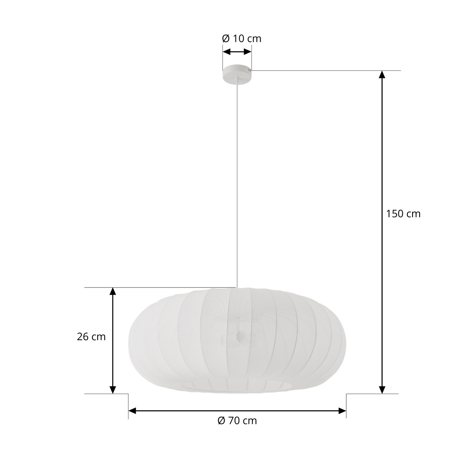 Lindby Hängeleuchte Helin, weiß, Ø 70 cm, Textil, 3 x E27