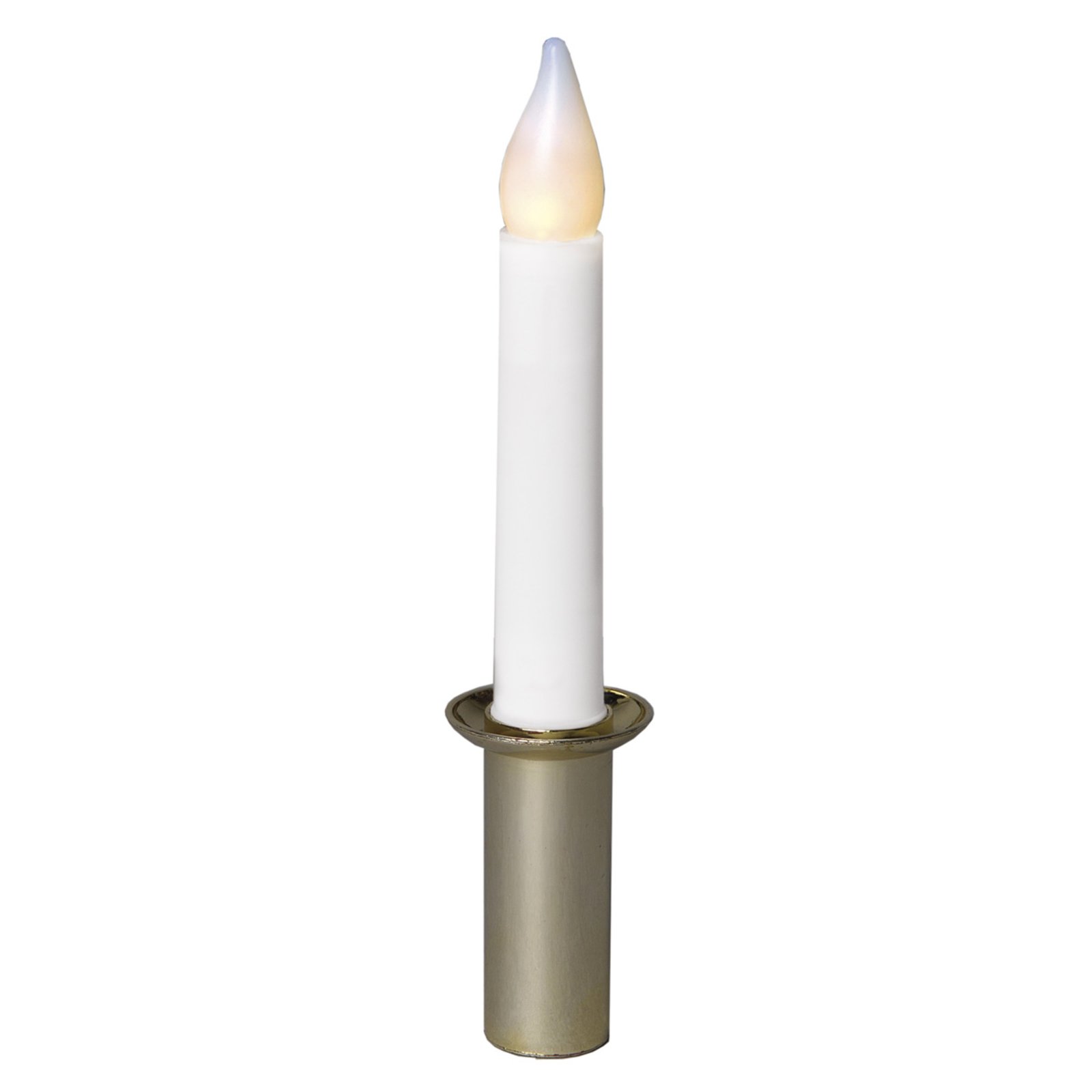 LED candle w. holder, white and gold