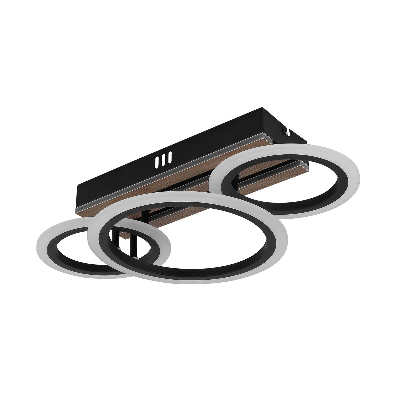 LED-Deckenlampe Blevins 3-flg. schwarz/holzoptik, Länge 46cm