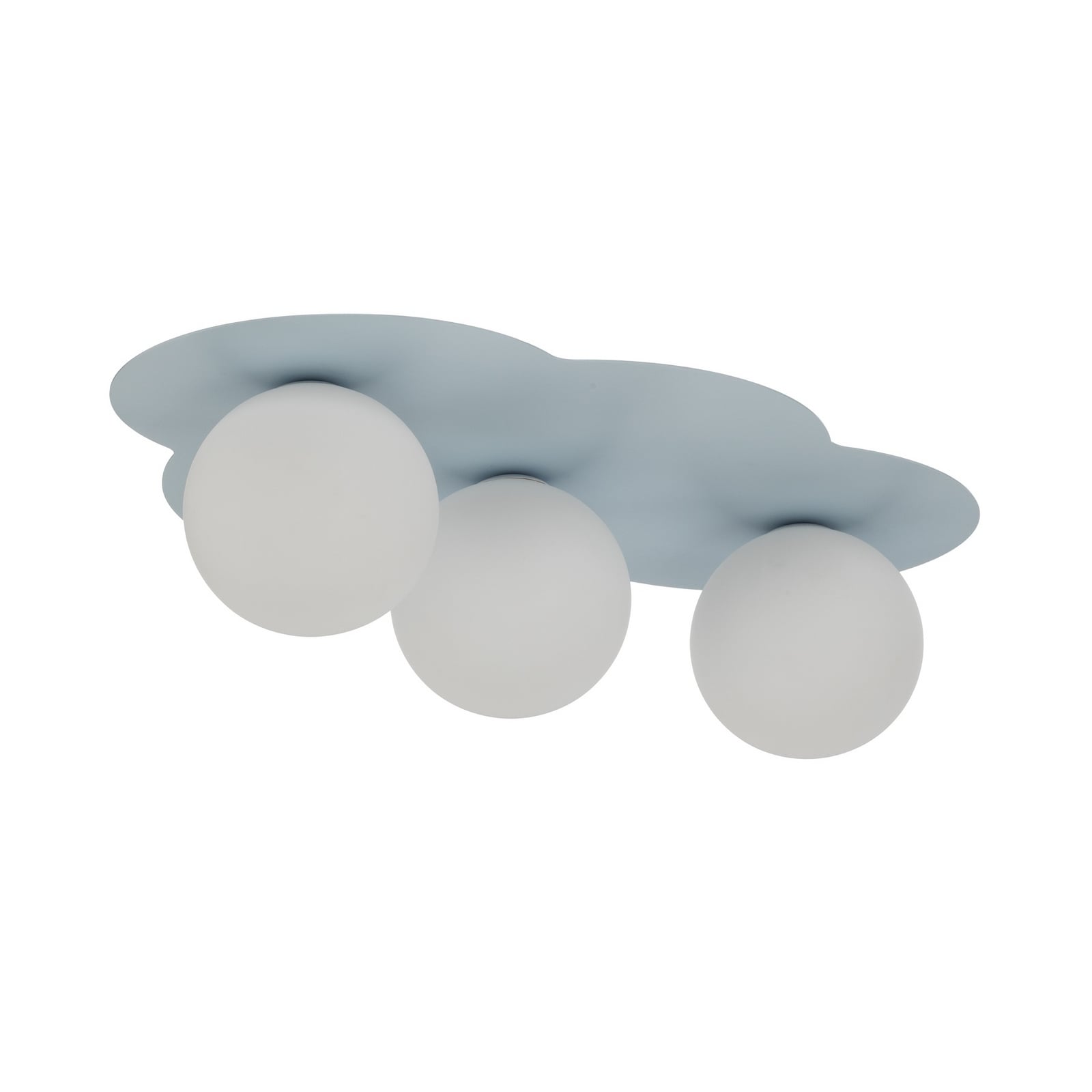 Loftlampe Cloud, blå, 3 lyskilder, glas, længde 51 cm, G9