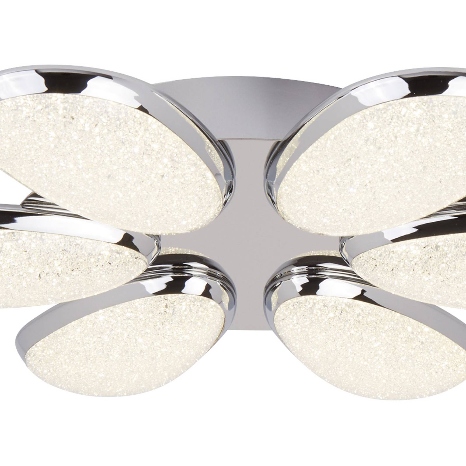 Lampa sufitowa LED Lori, 6-punktowa, 52 cm, chrom/szronione, szkło