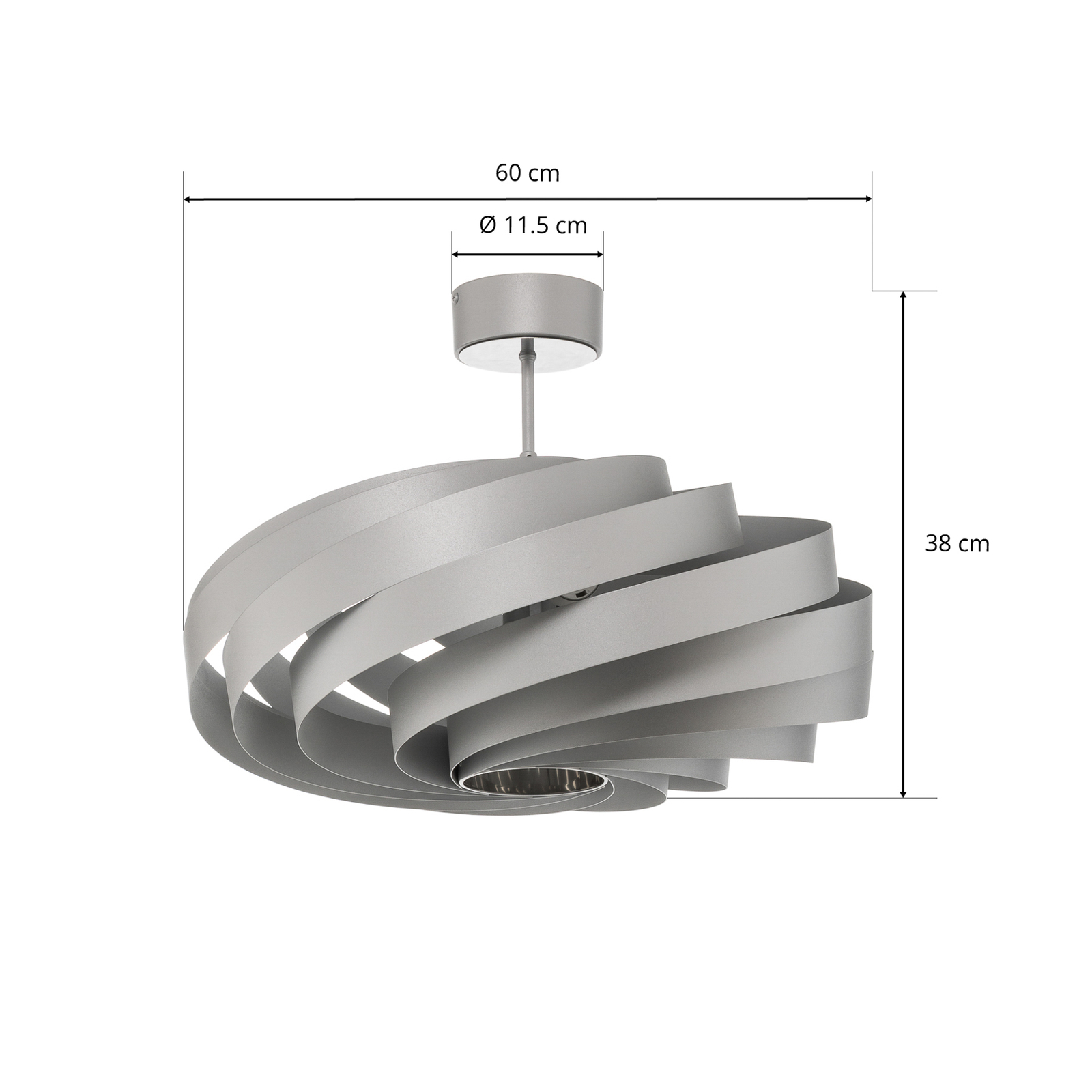 Candeeiro de teto Vento, cor de alumínio, Ø 60 cm, metal