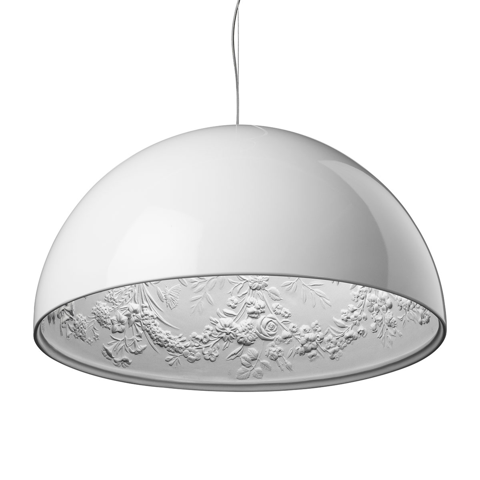 Flos FLOS Skygarden 1 hanging light, white, for Living / Dining Room, plaster, aluminium, steel, silicone, glass, E27, 150 W, energy efficiency: A++, H: 30 cm