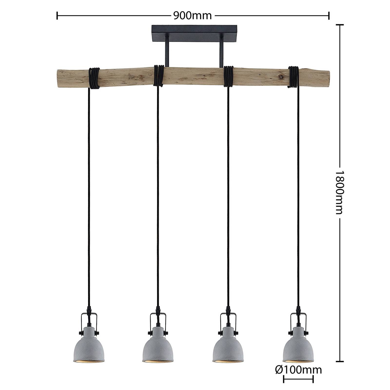 Lindby Amilia lampa wisząca betonowe klosze 4-pkt.