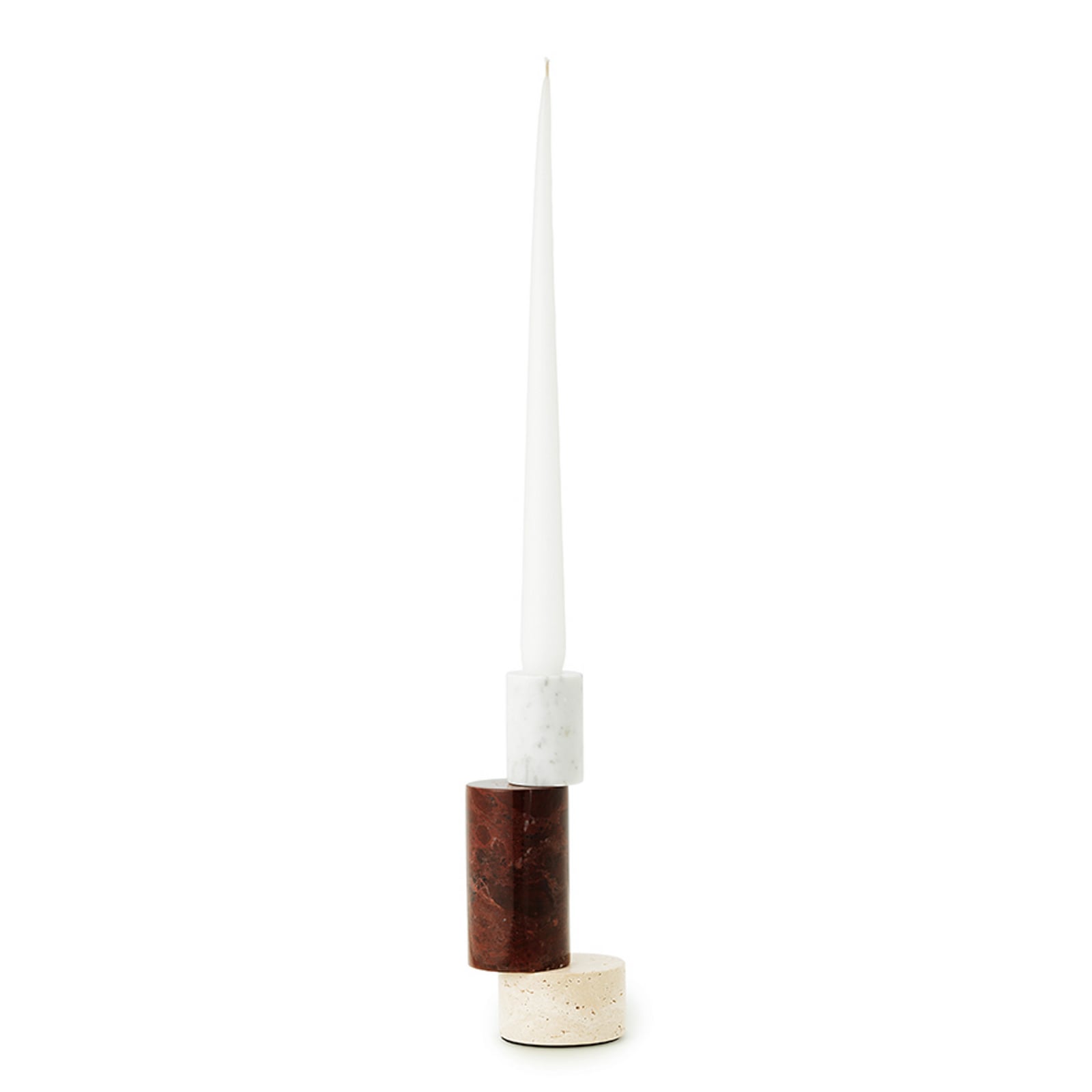 Sfeșnic Blox, roșu închis, 20 cm, marmură – Normann Copenhagen