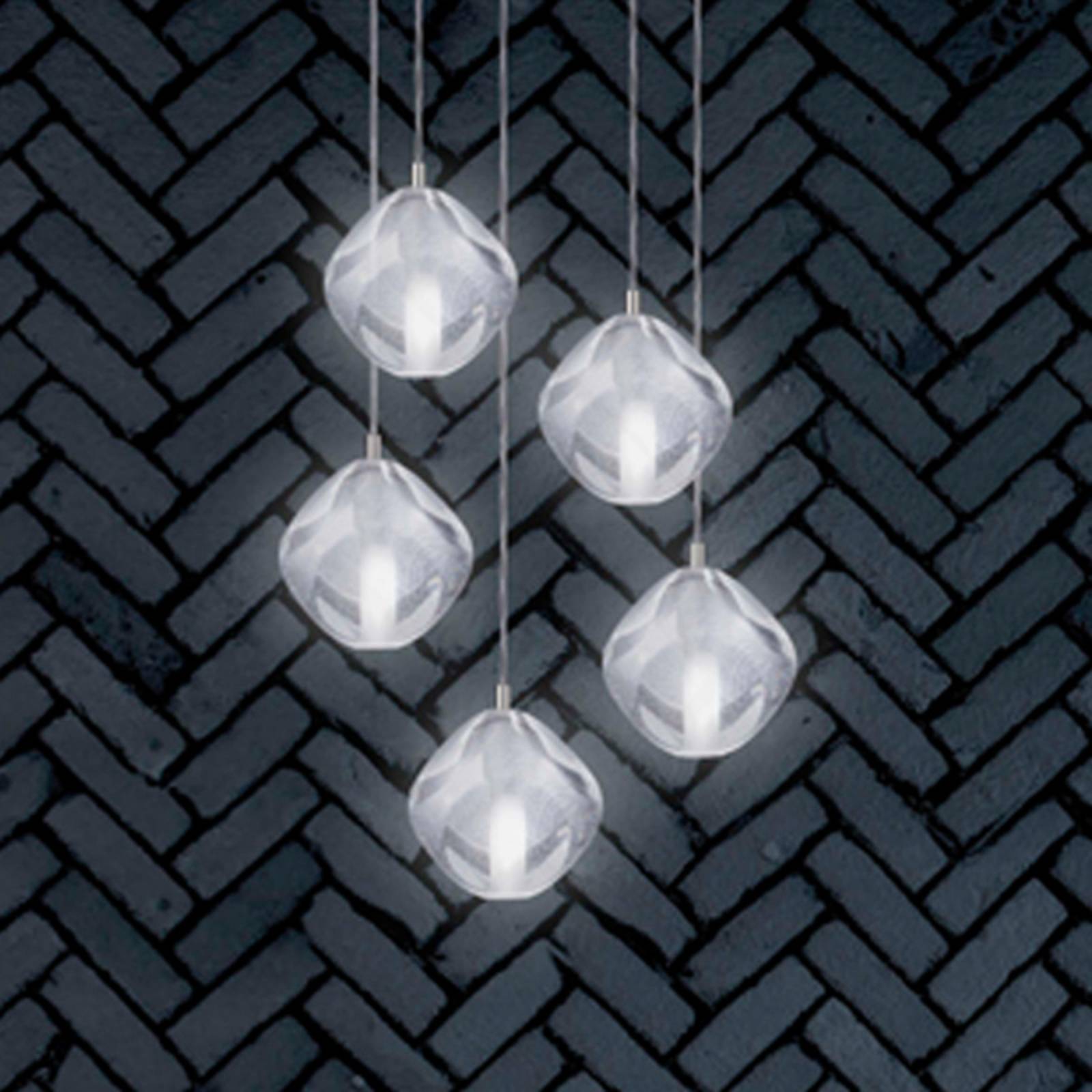 Hanglamp Glace van glas, 5-lamps