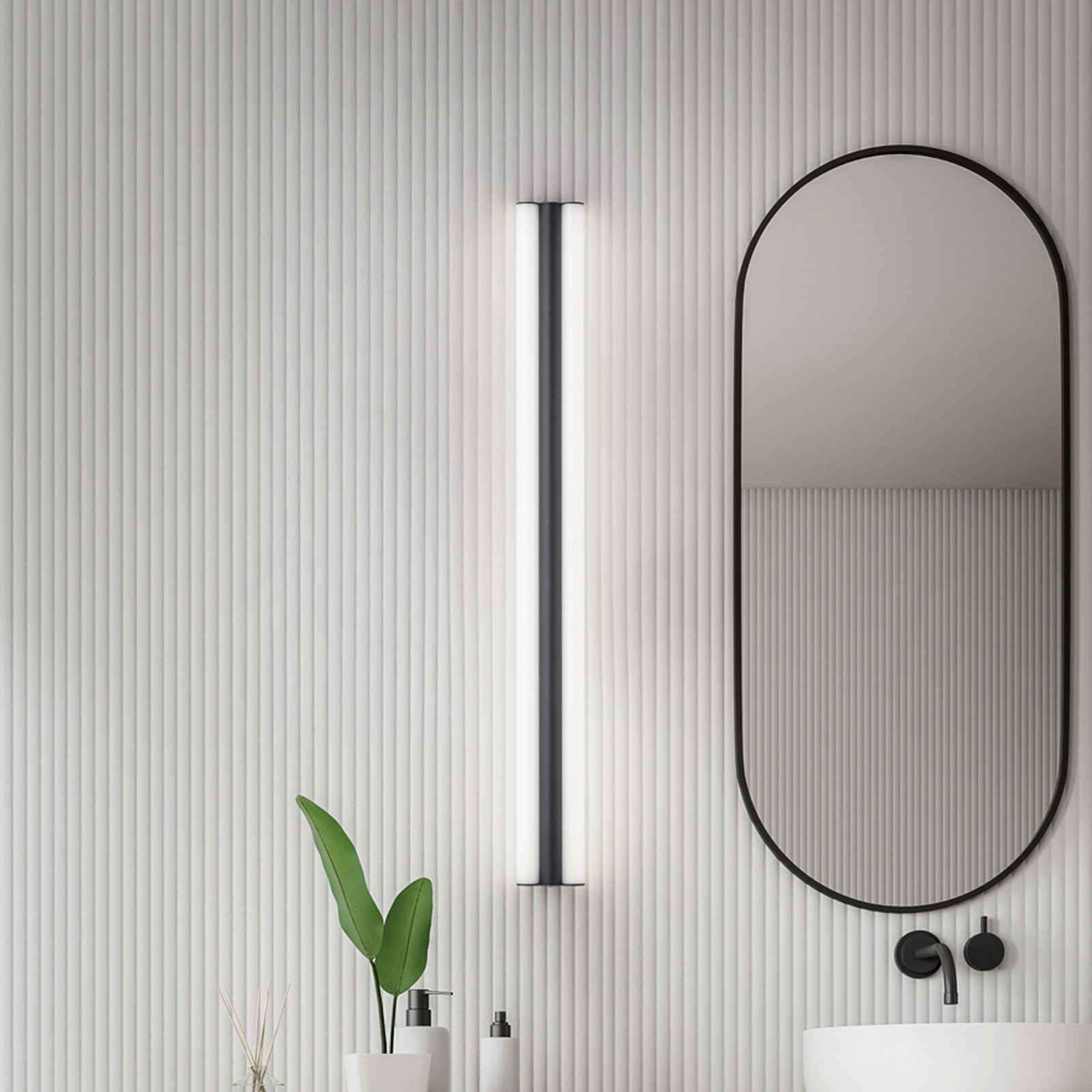 Lampa cu oglindă LED Helestra LOOM lungime 120 cm negru IP44 - Baie - Metal