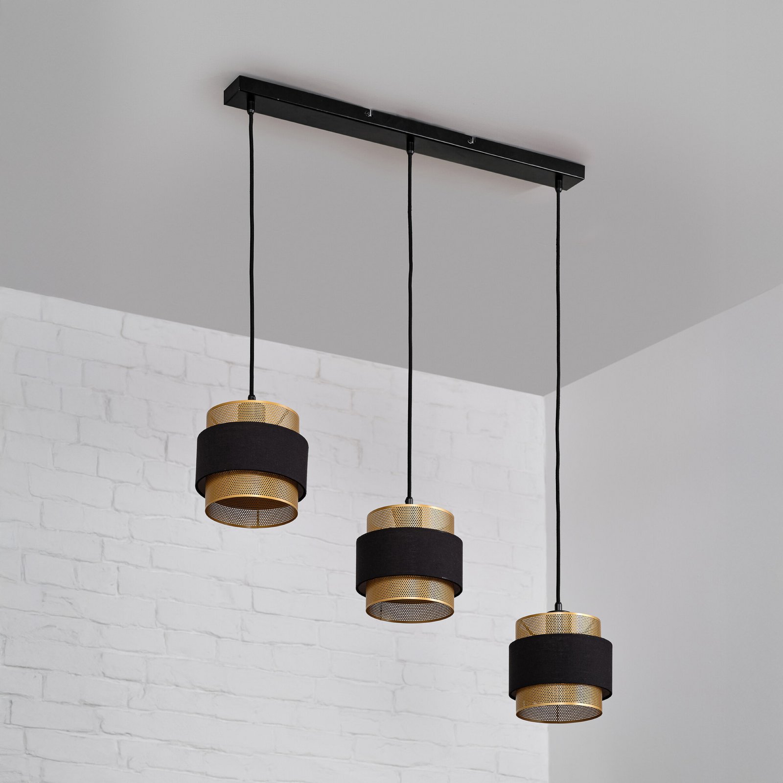 Lampada a sospensione OSRAM Decor Hornet, a 3 luci, nero/oro
