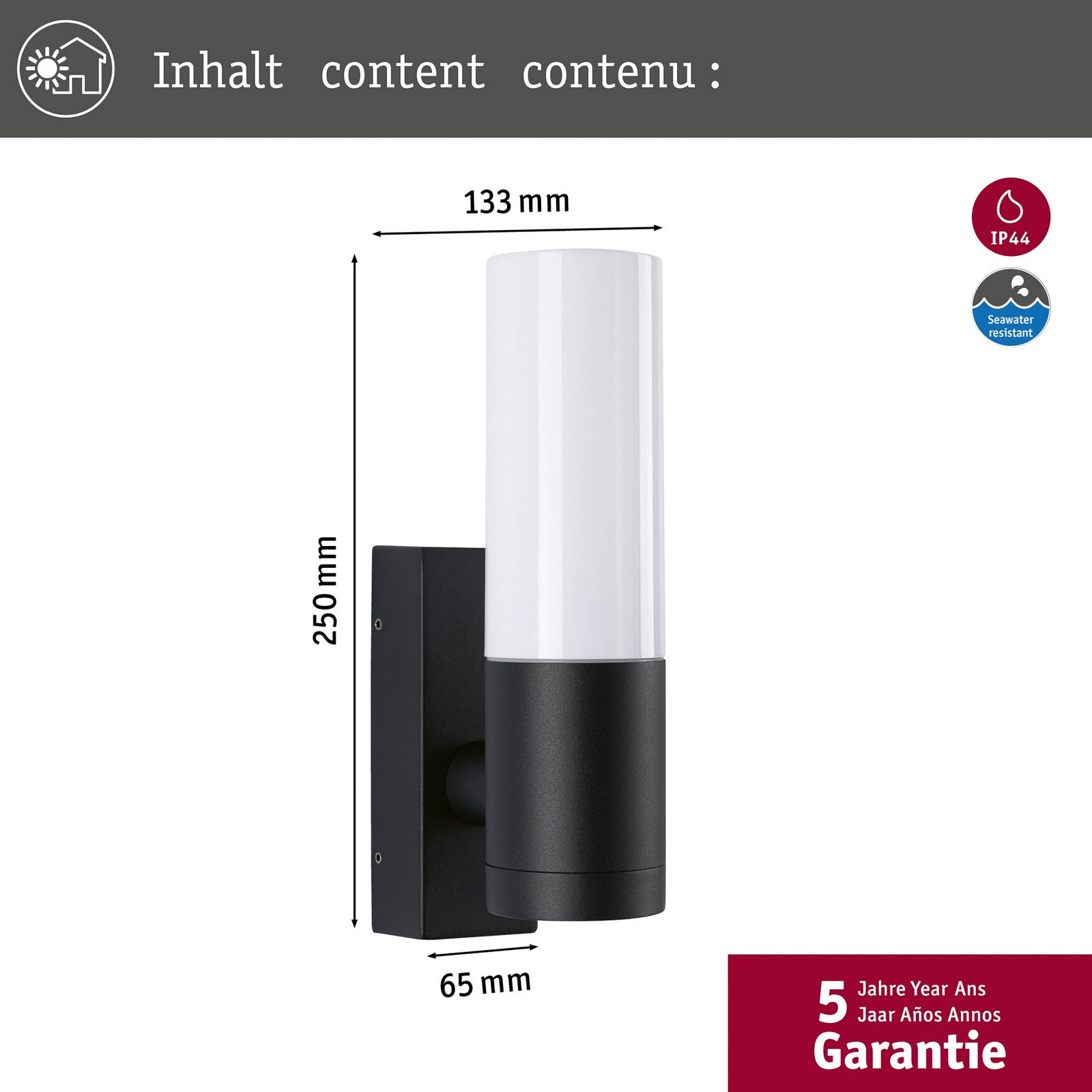 Applique d'extérieur Paulmann Tralia, anthracite, hauteur 25 cm IP44