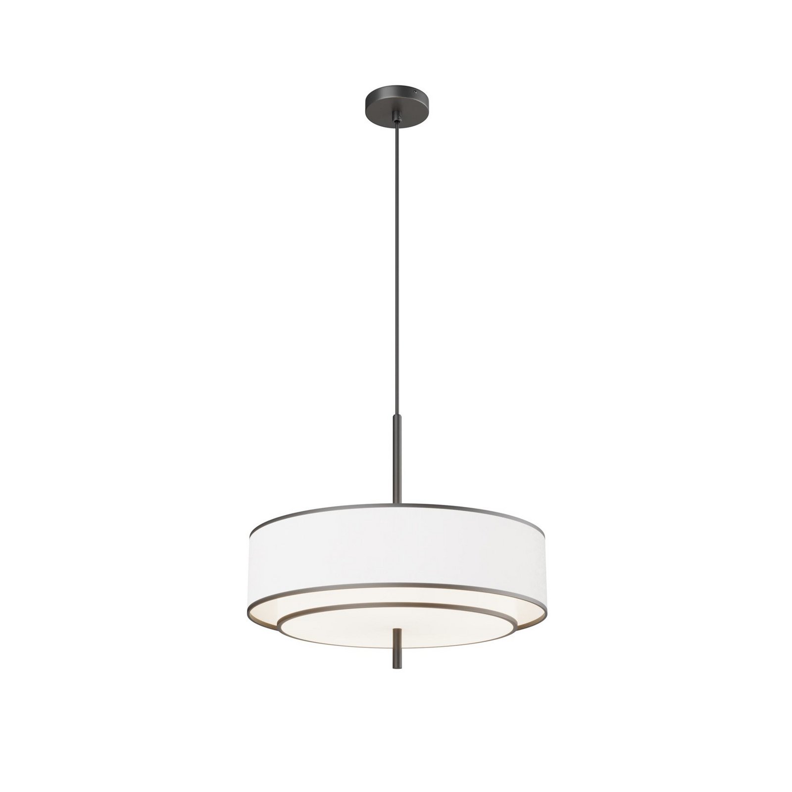 Maytoni Bergamo pendant light, white/black, Ø 50 cm, linen