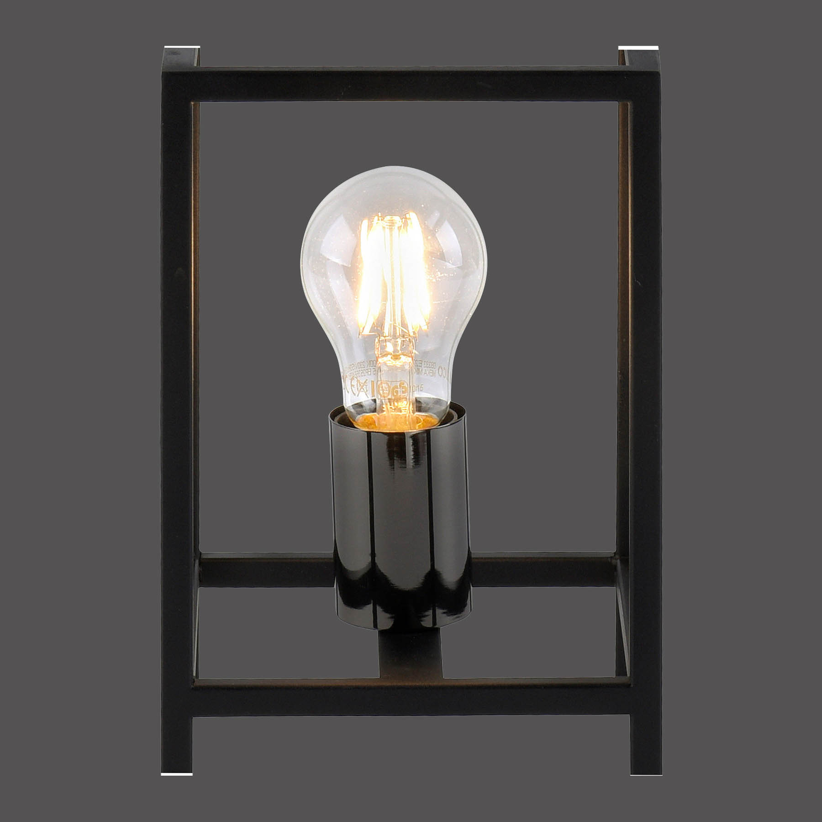 Lámpara de mesa Fabio, rectangular, negra