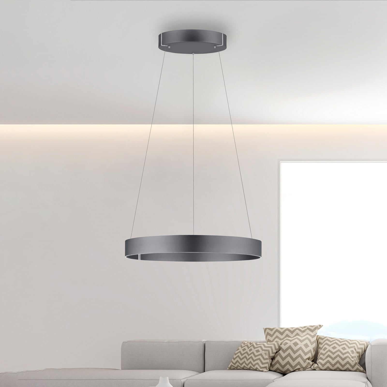 Suspension LED E-Clipse, gris mystique, Ø 70 cm, CCT - PURE Suspension LED E-Clipse, gris mystique, Ø 70 cm, CCT - PURE