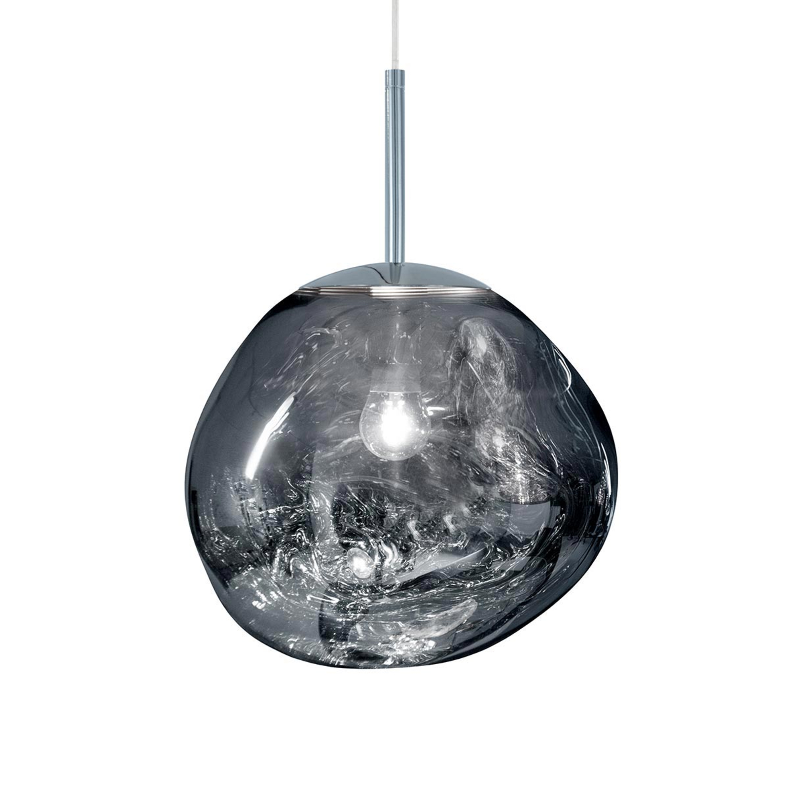 Tom Dixon Melt Mini - hanging light, chrome, for Living / Dining Room, polycarbonate, E14, 25 W, energy efficiency: A++, H: 24 cm