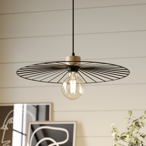 Envolight Yahel suspension, chêne/noire, Ø 45 cm