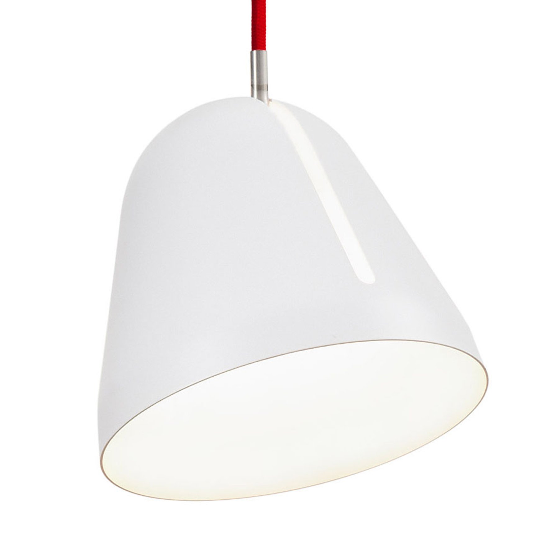 NYTA Nyta Tilt S pendant light, 3 m red cable, white, for Living / Dining Room, aluminium, plastic, E14, 46 W, energy efficiency: A++, H: 16 cm