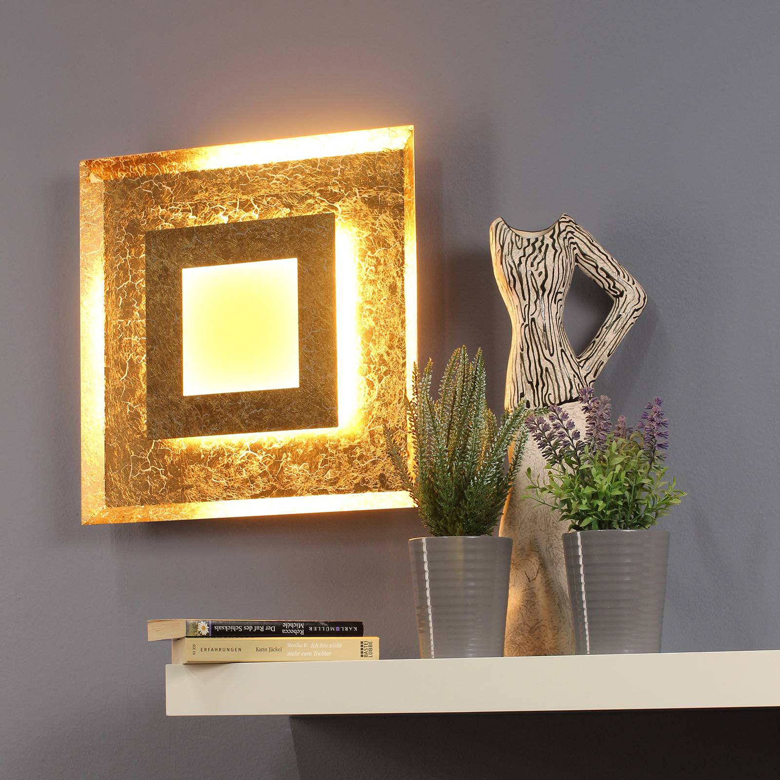 Applique LED Window, 39x39 cm, dorée
