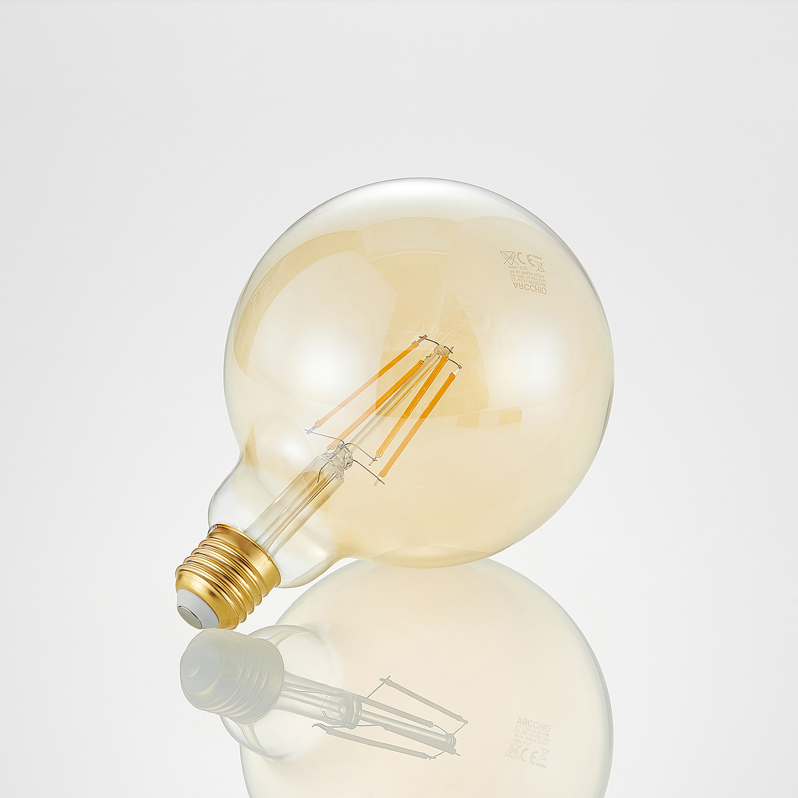 LED lamp E27 G125 6,5W 2.500K amber 3-step-dimmer
