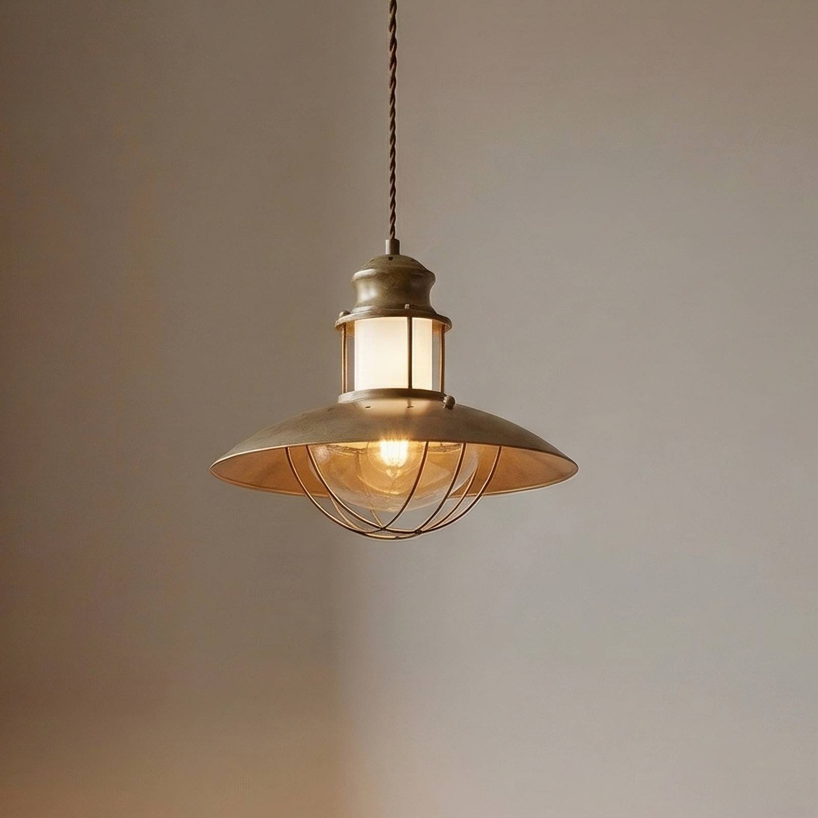 Suspension Lindby Louisanne, marron, métal, Ø 35 cm