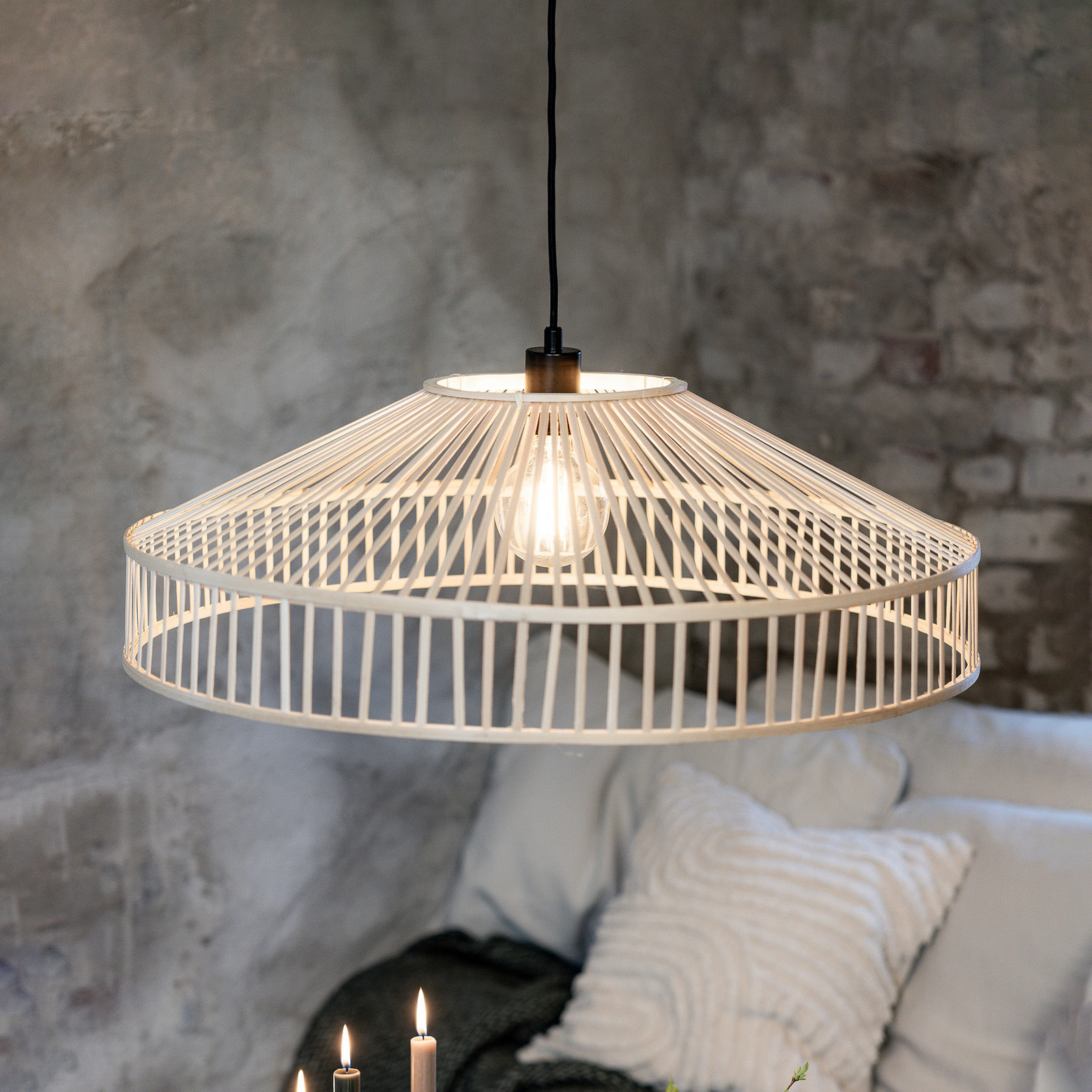 Markslöjd Lampă suspendată Tapa priză naturală bambus Ø 70 cm - Camera de zi / sufragerie - Bamboo