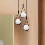 Hanglamp Mudoni MR-938 3-lamps rond zwart/opaal glas