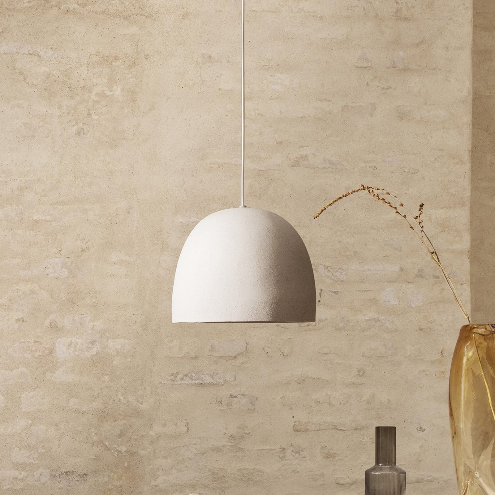 Speckle Pendel Large Off-White ferm LIVING - Stue - Design - Keramik - Med én lyskilde