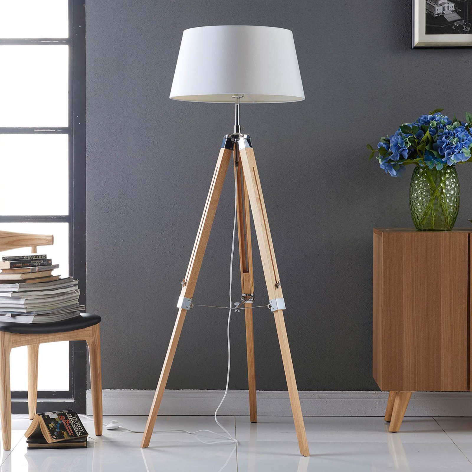 Katie Lampadaire White/Wood - Lindby