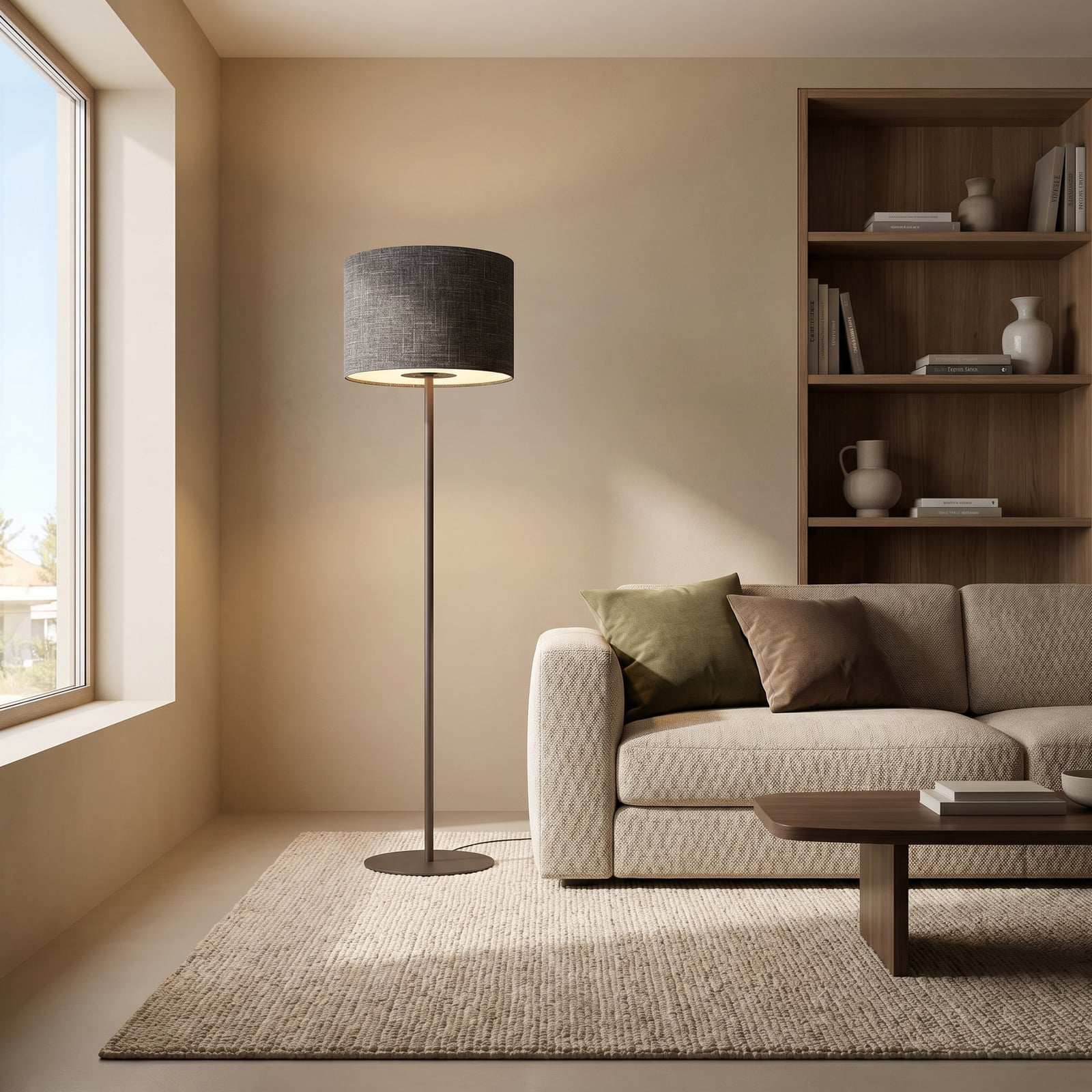 Stehleuchte Amarela, schwarz Melange, Textil, E27