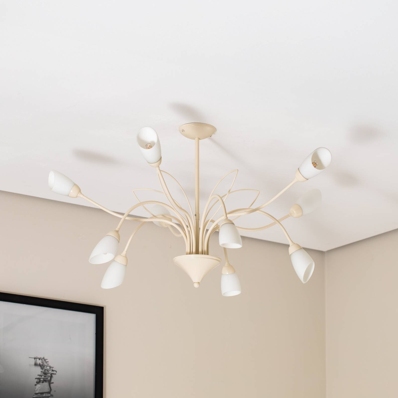 Deckenleuchte Gloriosa, Glas, creme, 10-flammig günstig online kaufen