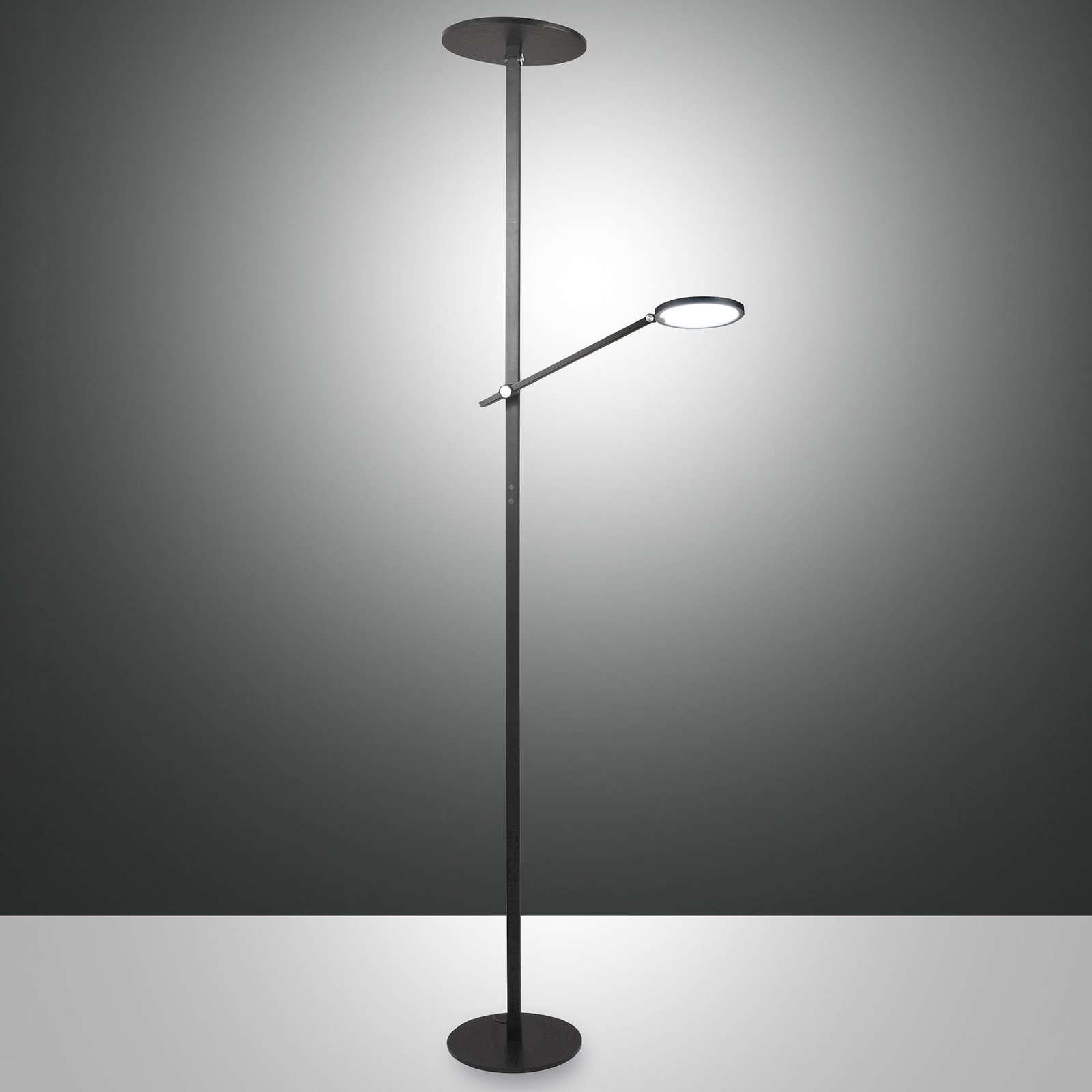 LED vloerlamp Regina met leesarm, 2-lamps, zwart