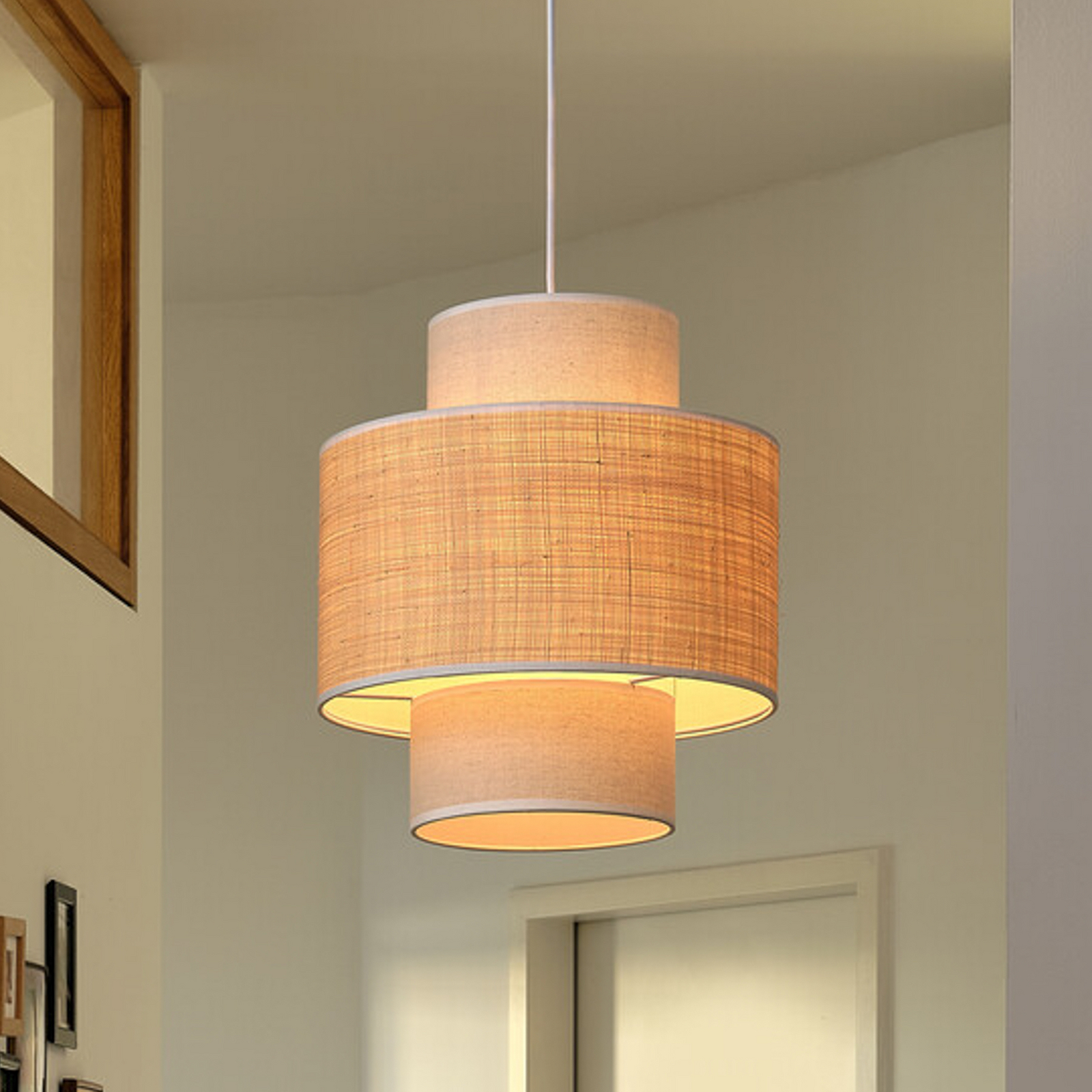 Lampada a sospensione OSRAM Decor Wrap Cylinder, beige, rafia, lino