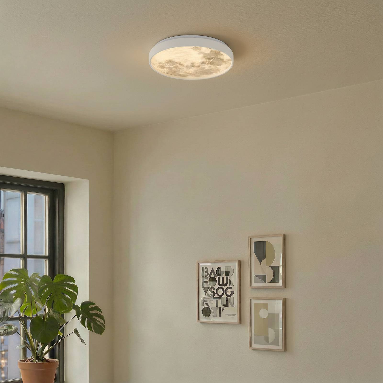 Lindby LED-Deckenleuchte Lune, Kunststoff, Metall, 38 cm günstig online kaufen