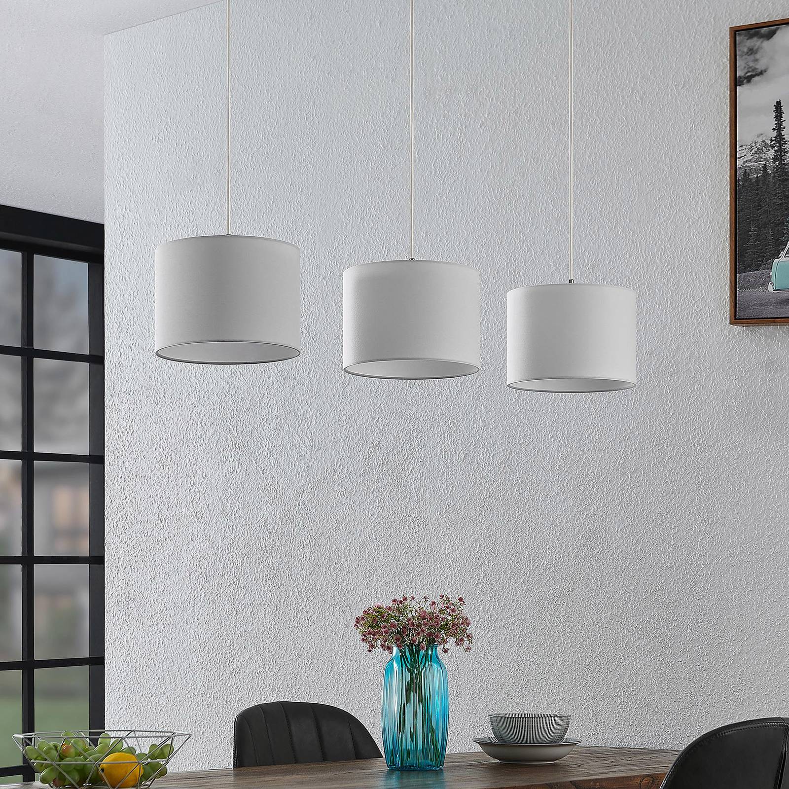 Lindby Imarin hængelampe, 3 lyskilder, hvid